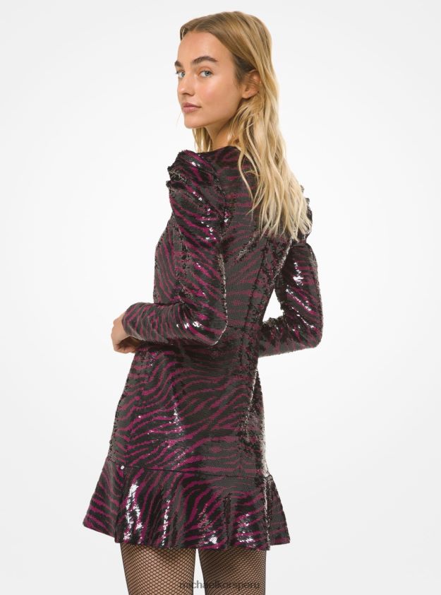 ropa educacion fisica Michael Kors mujer vestido con volantes y lentejuelas de tigre baya 8FX48V180