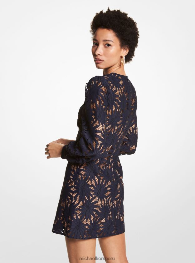 ropa educacion fisica Michael Kors mujer vestido corto con encaje de palma azul medianoche 8FX48V103