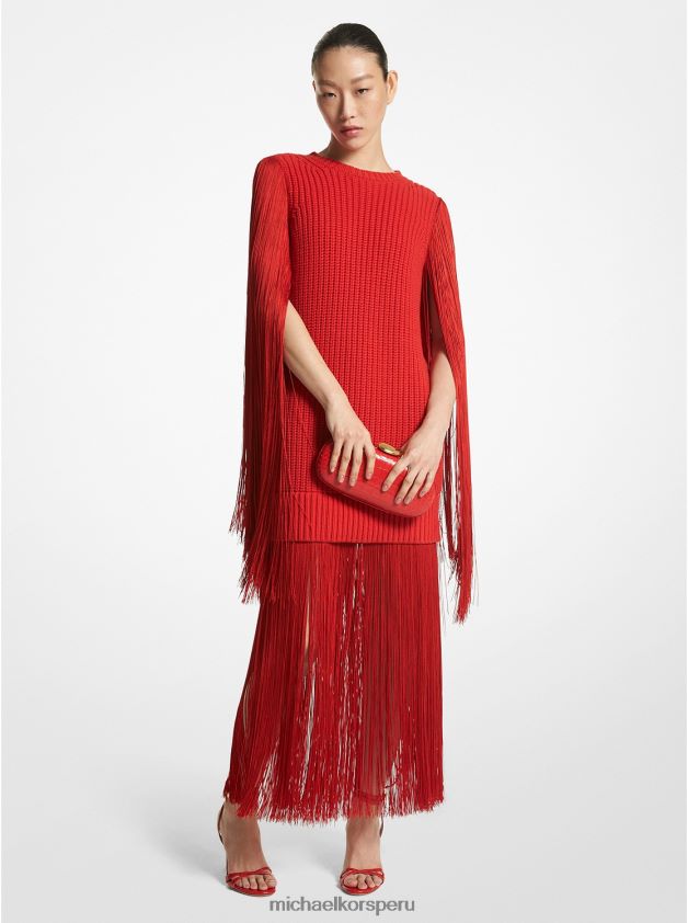 ropa educacion fisica Michael Kors mujer vestido de cachemir con flecos de la colección amapola 8FX48V3478