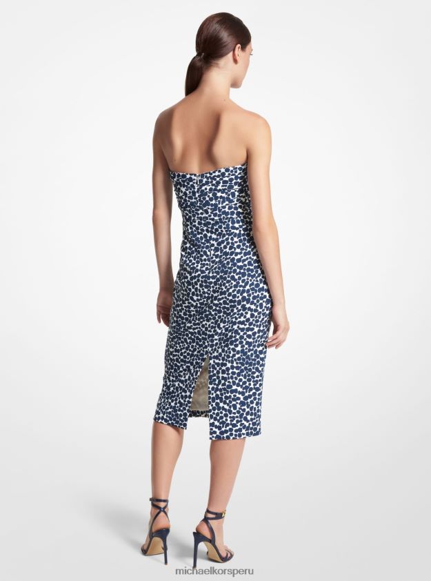 ropa educacion fisica Michael Kors mujer vestido de cady elástico con estampado de guepardo de la colección azul marino/blanco op 8FX48V3661