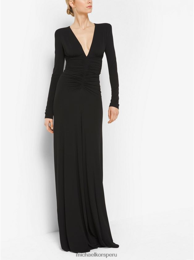 ropa educacion fisica Michael Kors mujer vestido de fiesta de punto elástico mate fruncido de la colección negro 8FX48V3702