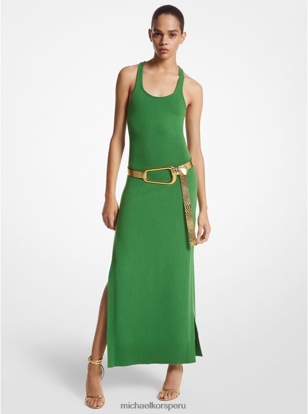 ropa educacion fisica Michael Kors mujer vestido de tirantes de cachemir de la colección verde palma 8FX48V3532