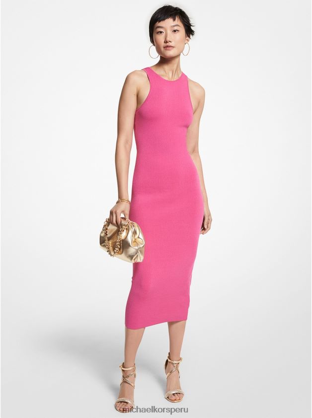 ropa educacion fisica Michael Kors mujer vestido de tirantes de viscosa elástica de canalé cereza 8FX48V2