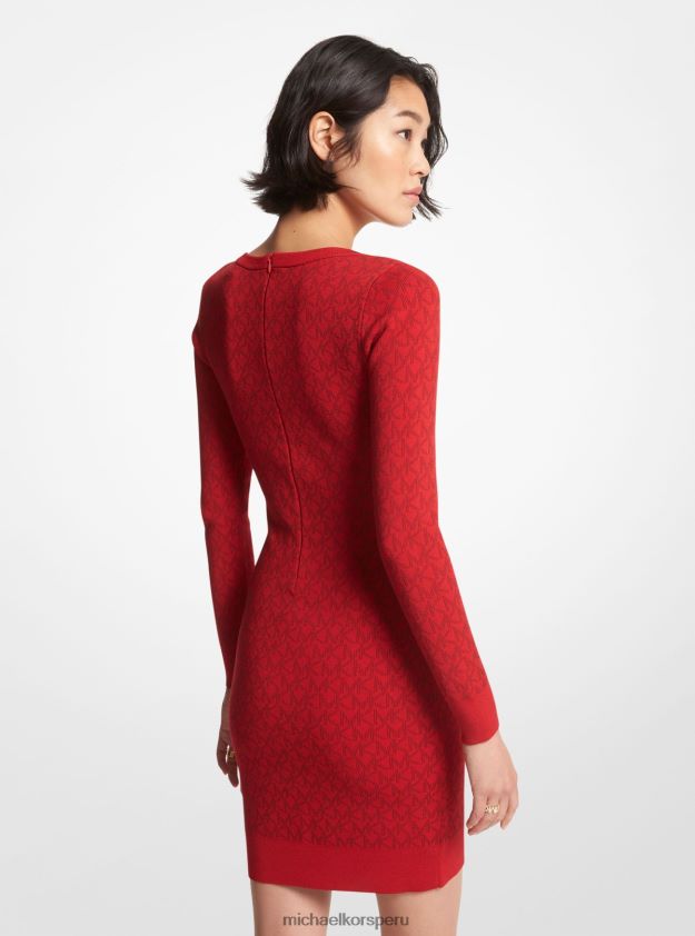 ropa educacion fisica Michael Kors mujer vestido estilo suéter con logo en jacquard carmesí 8FX48V135