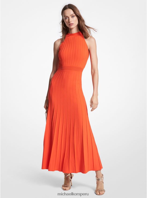 ropa educacion fisica Michael Kors mujer vestido halter de punto elástico de canalé naranja optico 8FX48V10