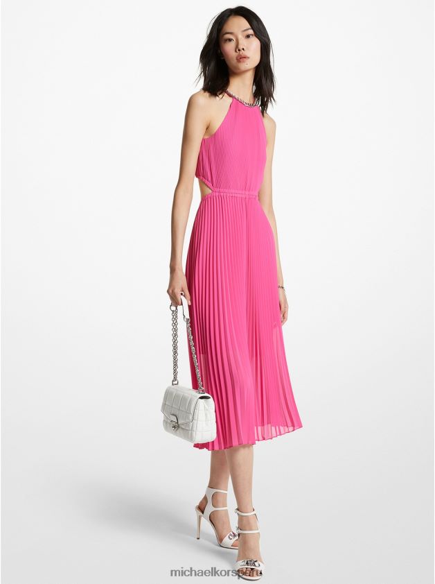 ropa educacion fisica Michael Kors mujer vestido plisado de georgette con aberturas cereza 8FX48V89