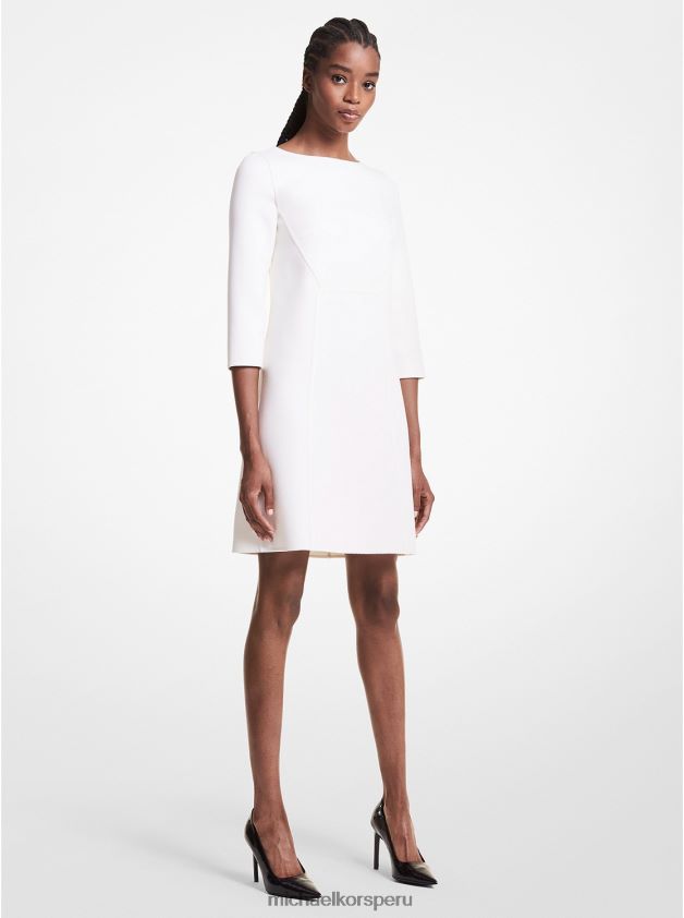 ropa educacion fisica Michael Kors mujer vestido recto de crepé de lana elástica de la colección blanco 8FX48V3617