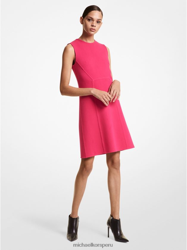 ropa educacion fisica Michael Kors mujer vestido recto de crepé de lana elástica de la colección fucsia 8FX48V3638