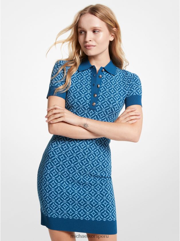ropa educacion fisica Michael Kors mujer vestido tipo polo con logo en jacquard rio azul 8FX48V146