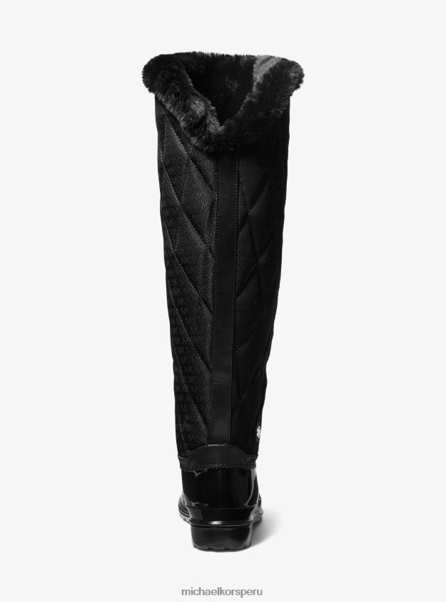 zapatos educacion fisica Michael Kors mujer Bonnie impermeable alta acolchada con logo en jacquard y PVC negro 8FX48V2186