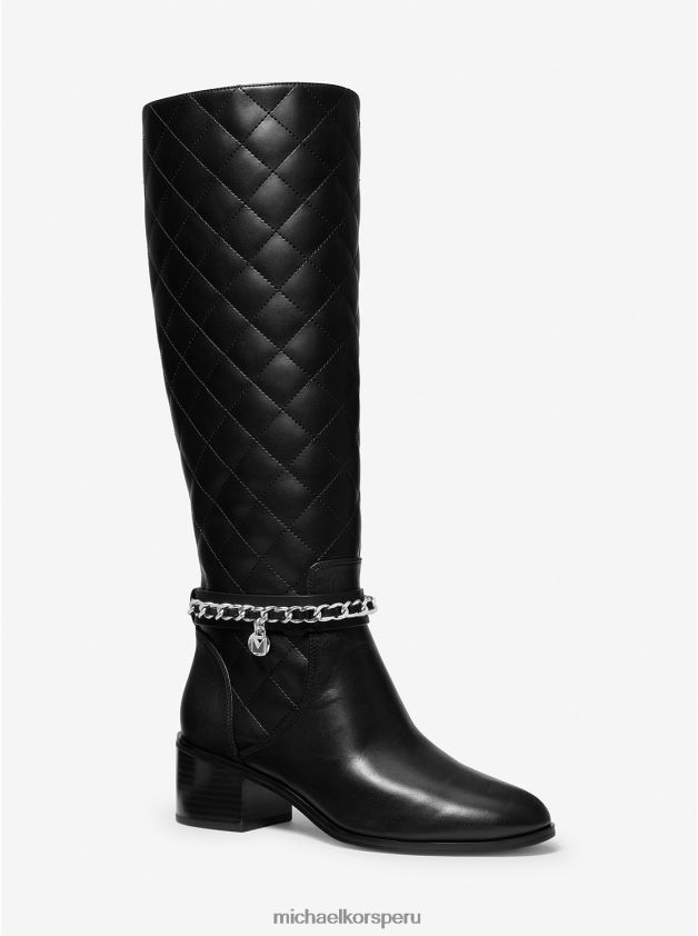 zapatos educacion fisica Michael Kors mujer bota de cuero acolchada elsa negro 8FX48V2185