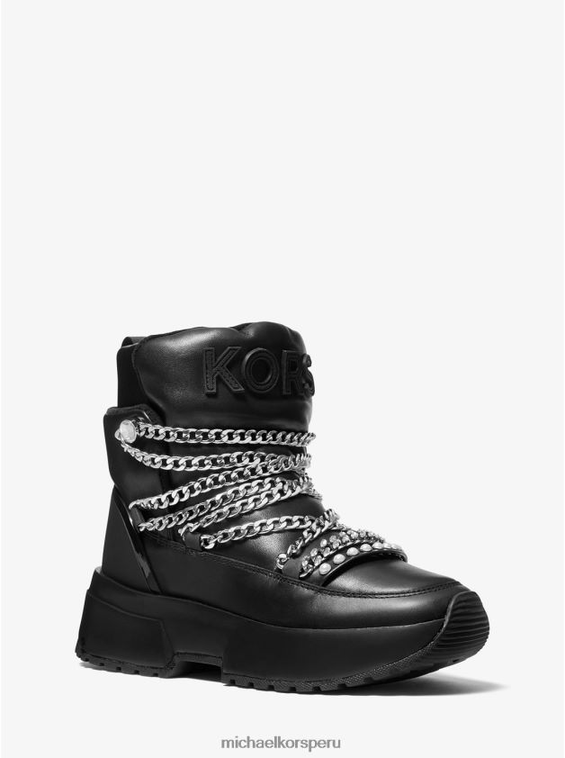 zapatos educacion fisica Michael Kors mujer bota de cuero casia negro 8FX48V2212