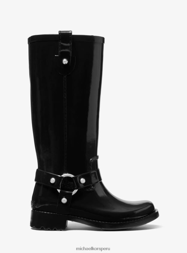 zapatos educacion fisica Michael Kors mujer bota de lluvia de goma tormentosa hasta la rodilla negro 8FX48V2126