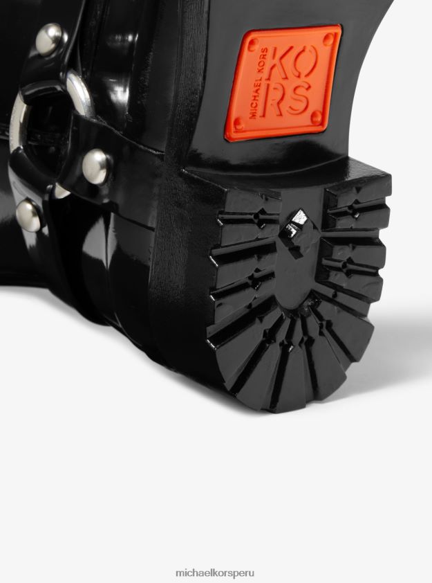 zapatos educacion fisica Michael Kors mujer bota de lluvia de goma tormentosa hasta la rodilla negro 8FX48V2126