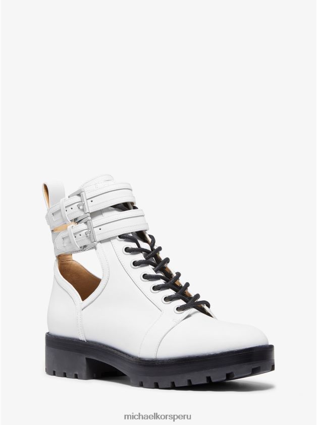 zapatos educacion fisica Michael Kors mujer bota militar de cuero bensen Blanco óptico 8FX48V2216