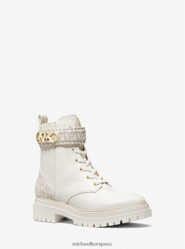 zapatos educacion fisica Michael Kors mujer bota militar parker de cuero crema 8FX48V2112