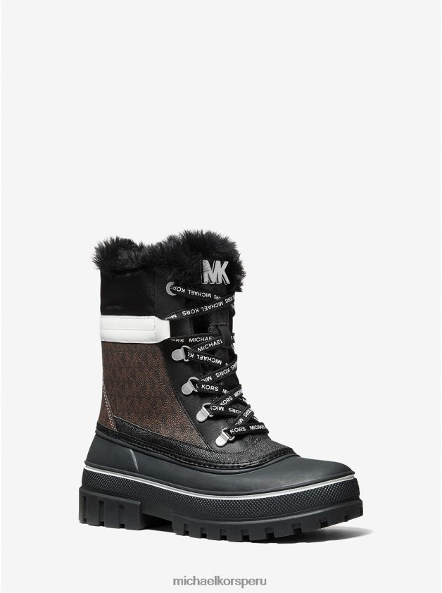 zapatos educacion fisica Michael Kors mujer bota para la nieve con forro de piel sintética y logo ozzie negro/marrón 8FX48V2187