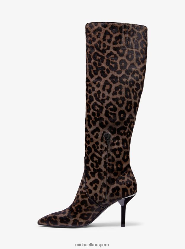 zapatos educacion fisica Michael Kors mujer botas altas katerina de pelo de becerro con estampado de leopardo Perla gris 8FX48V2146