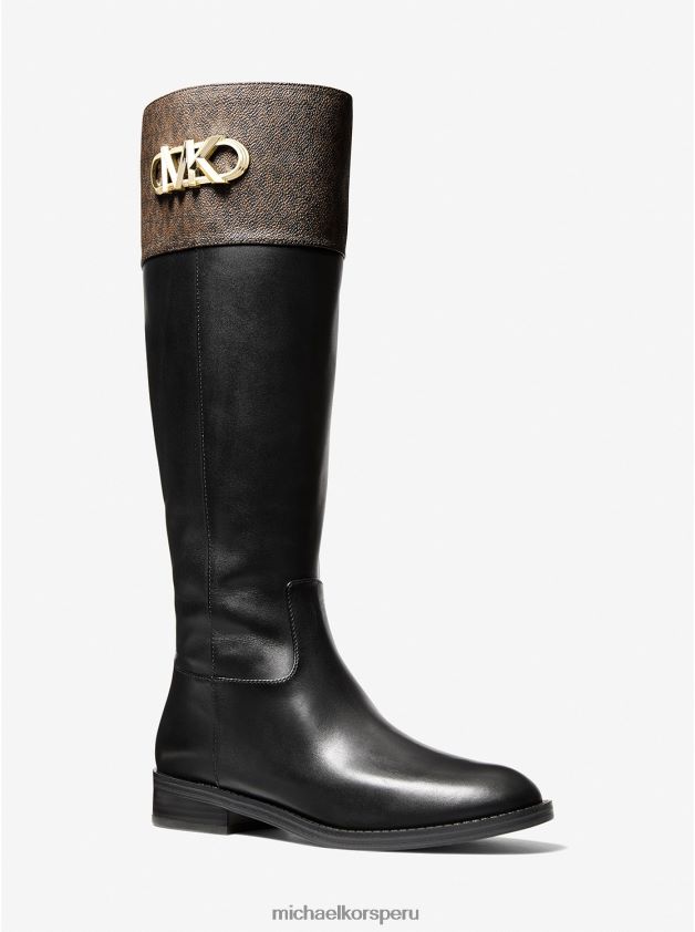 zapatos educacion fisica Michael Kors mujer logo parker y bota de cuero negro/marrón 8FX48V2131