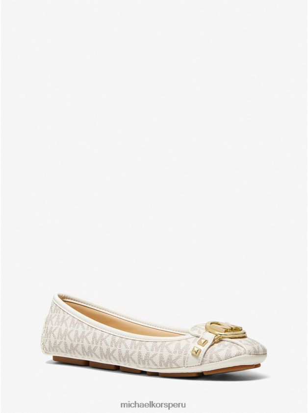 zapatos educacion fisica Michael Kors mujer mocasín Fulton con logo y tachuelas vainilla 8FX48V2262