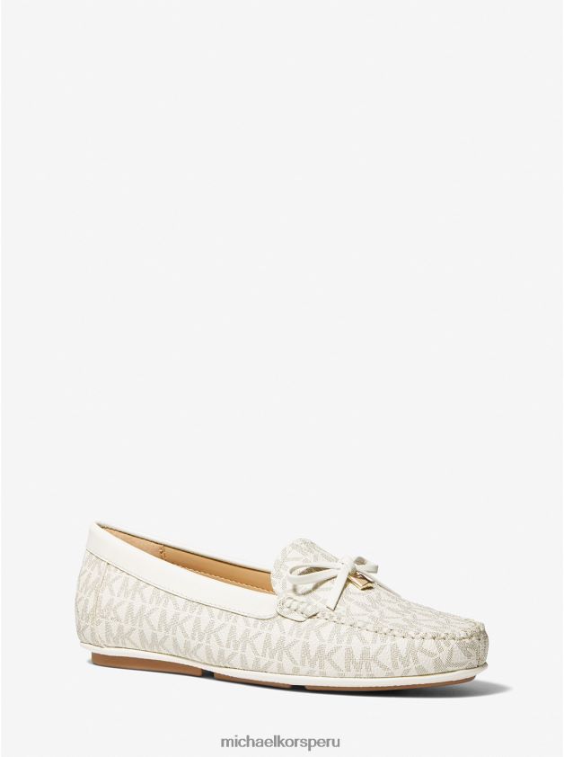 zapatos educacion fisica Michael Kors mujer mocasines Juliette con logo vainilla 8FX48V2231