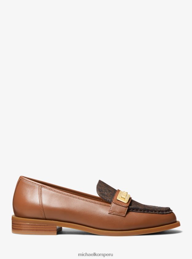 zapatos educacion fisica Michael Kors mujer mocasines padma de piel y logo equipaje multi 8FX48V2273