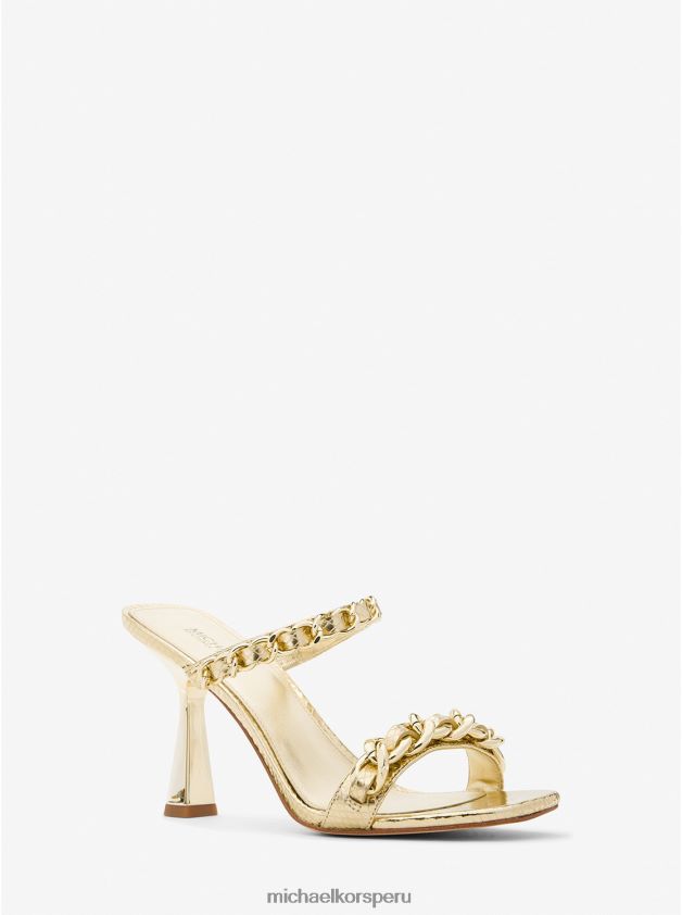 zapatos educacion fisica Michael Kors mujer Sandalia Clara de piel con relieve de serpiente metalizada y adornos oro pálido 8FX48V1959