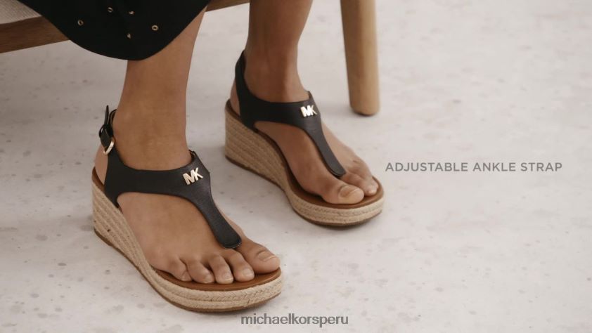 zapatos educacion fisica Michael Kors mujer Sandalia tipo alpargata de piel saffiano laney negro 8FX48V1909