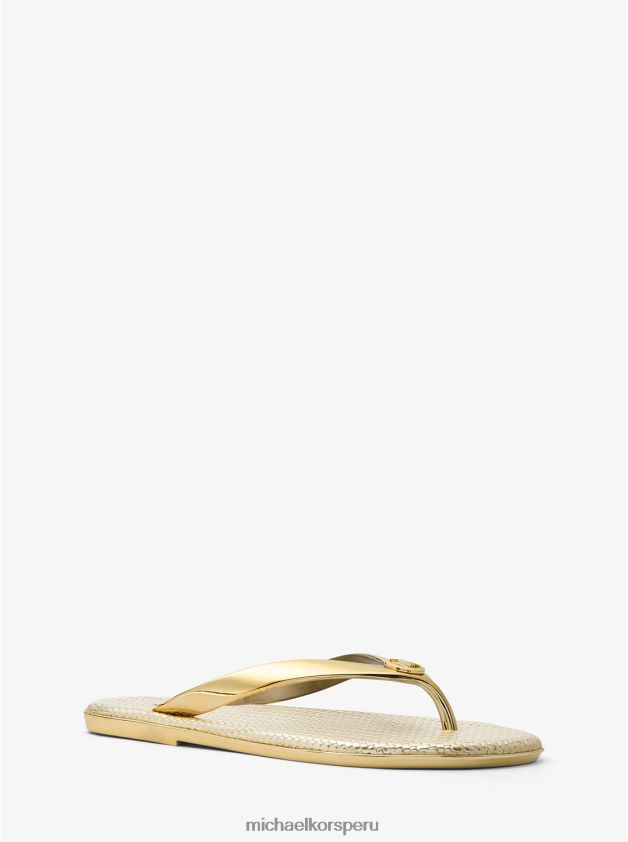 zapatos educacion fisica Michael Kors mujer chanclas jet set de gelatina metalizada oro 8FX48V1996