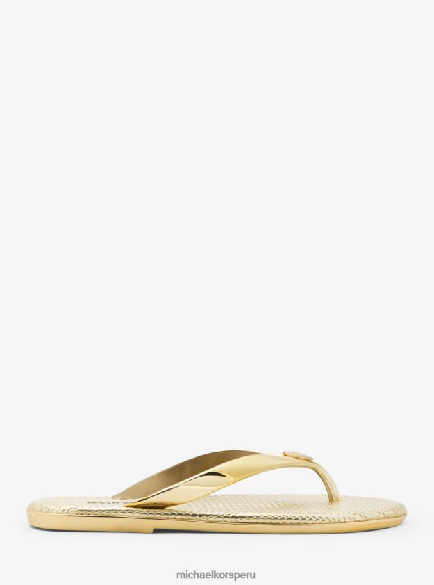 zapatos educacion fisica Michael Kors mujer chanclas jet set de gelatina metalizada oro 8FX48V1996