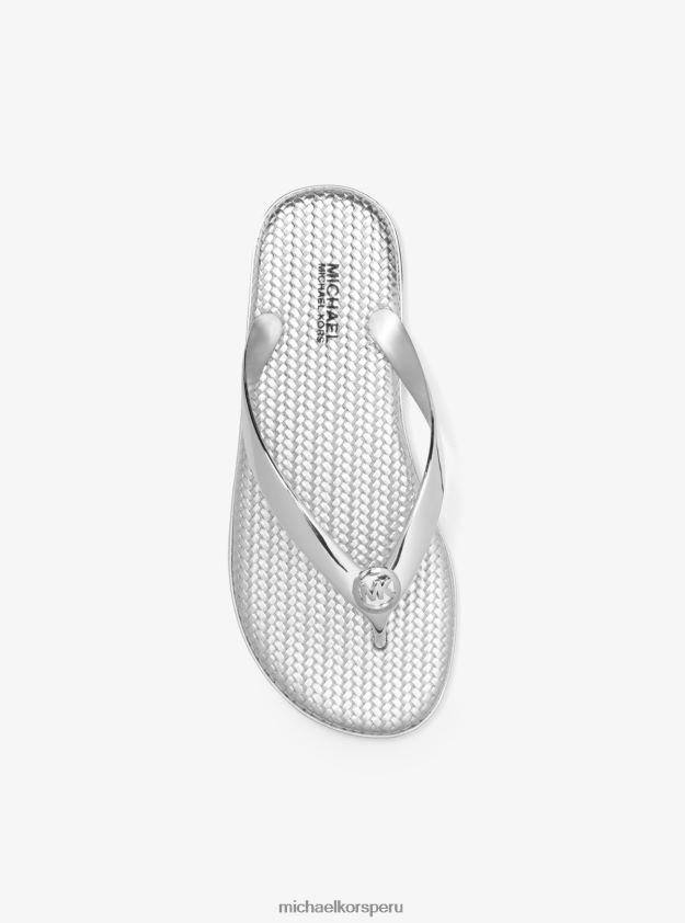zapatos educacion fisica Michael Kors mujer chanclas jet set de gelatina metalizada plata 8FX48V1994
