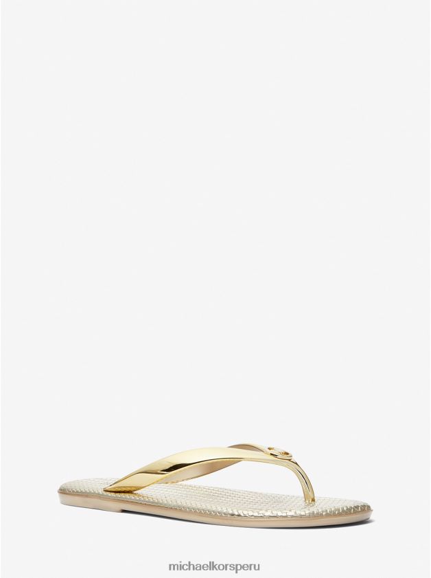 zapatos educacion fisica Michael Kors mujer chanclas jet set pvc metalizado oro 8FX48V2004