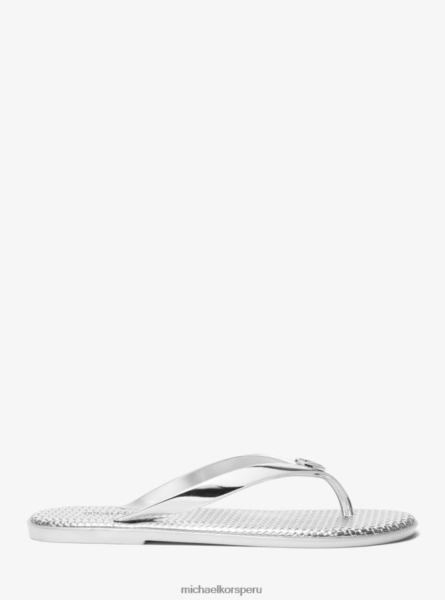 zapatos educacion fisica Michael Kors mujer chanclas jet set pvc metalizado plata 8FX48V2006