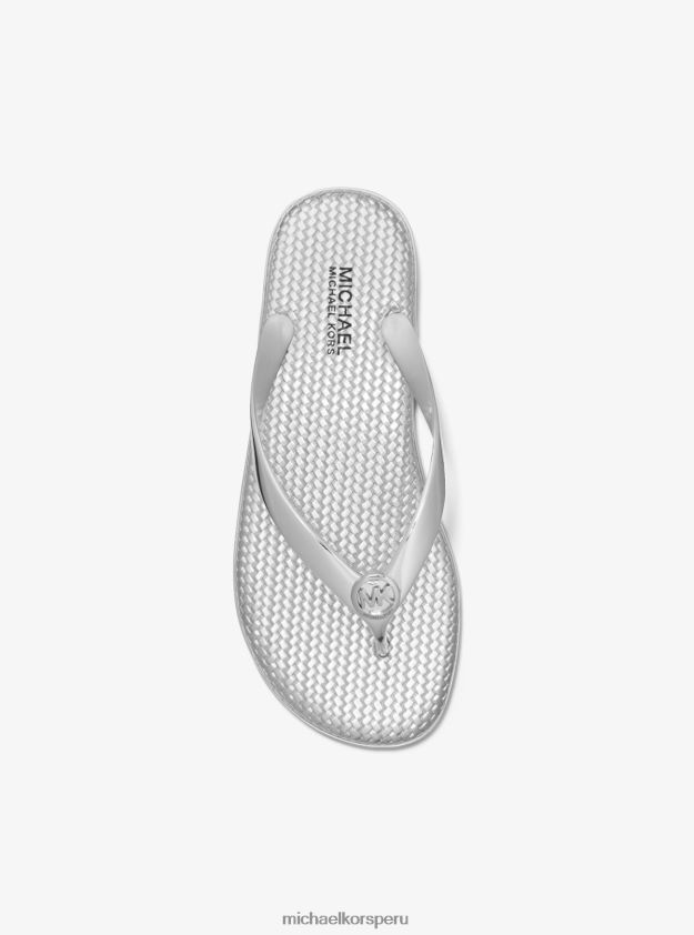 zapatos educacion fisica Michael Kors mujer chanclas jet set pvc metalizado plata 8FX48V2006