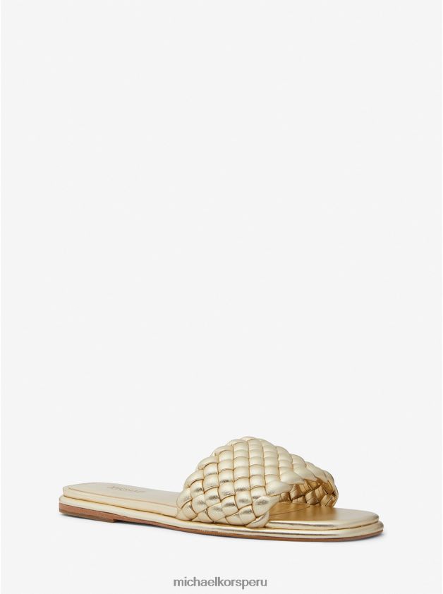 zapatos educacion fisica Michael Kors mujer sandalia amelia trenzada metalizada oro pálido 8FX48V2084