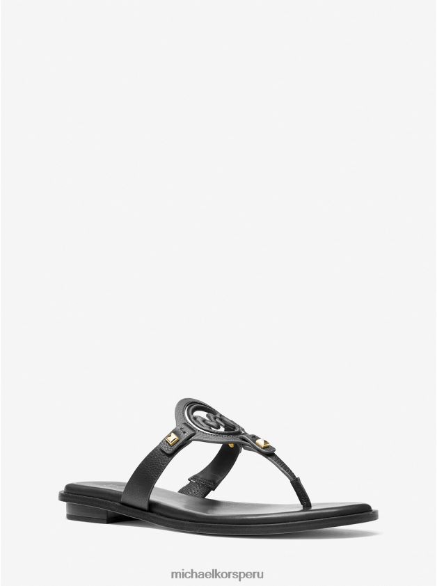 zapatos educacion fisica Michael Kors mujer sandalia aubrey de piel con aberturas y tira en T negro 8FX48V2017