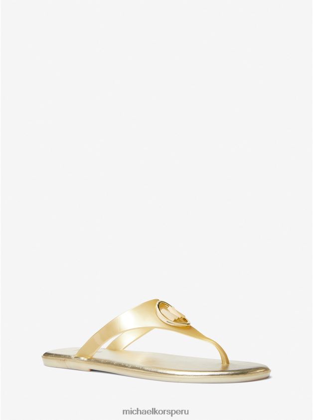 zapatos educacion fisica Michael Kors mujer sandalia carmen metalizada gelatina pvc oro pálido 8FX48V2005