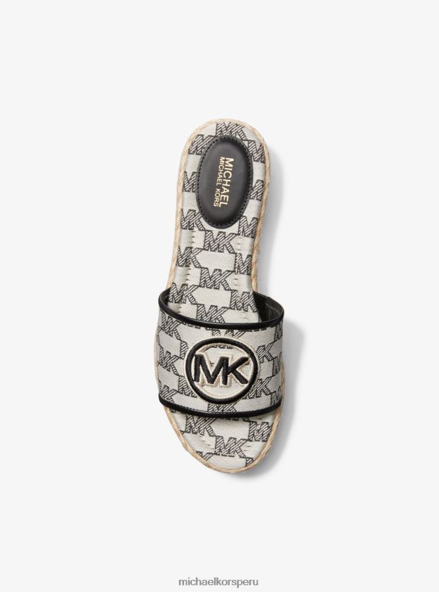 zapatos educacion fisica Michael Kors mujer sandalia con cuña de yute y jacquard con logo Sadler natural/negro 8FX48V1853