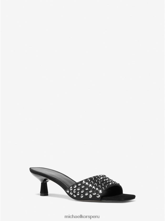 zapatos educacion fisica Michael Kors mujer sandalia estilo gatito de gamuza sintética con adornos Amal negro 8FX48V2033