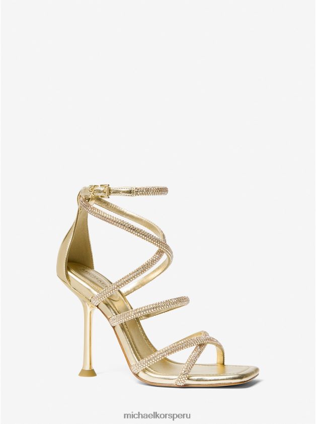 zapatos educacion fisica Michael Kors mujer sandalia imani de ante sintético metalizado con adornos oro pálido 8FX48V1863