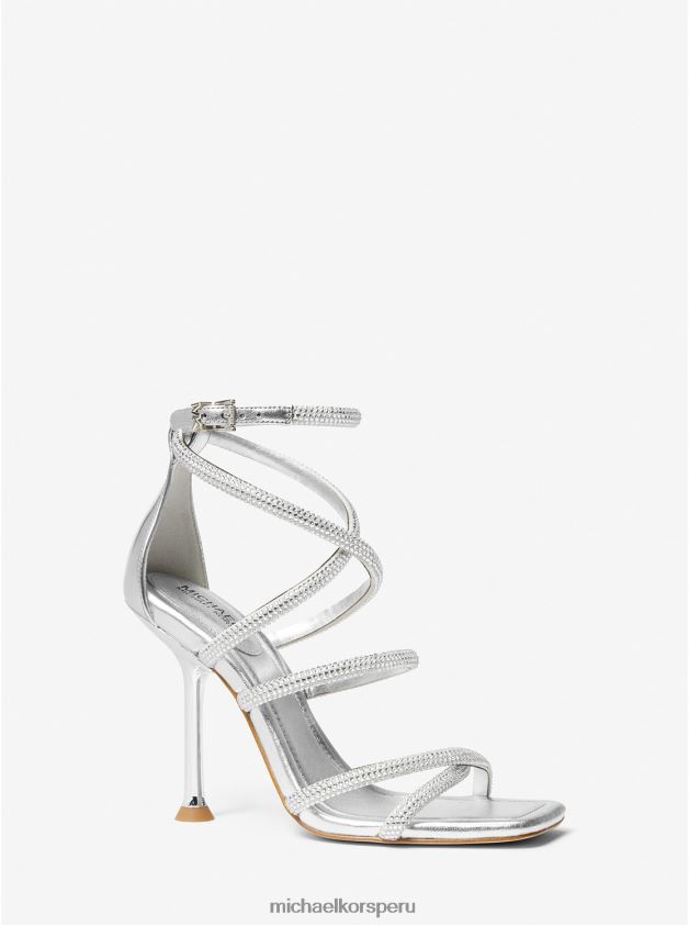 zapatos educacion fisica Michael Kors mujer sandalia imani de ante sintético metalizado con adornos plata 8FX48V1865