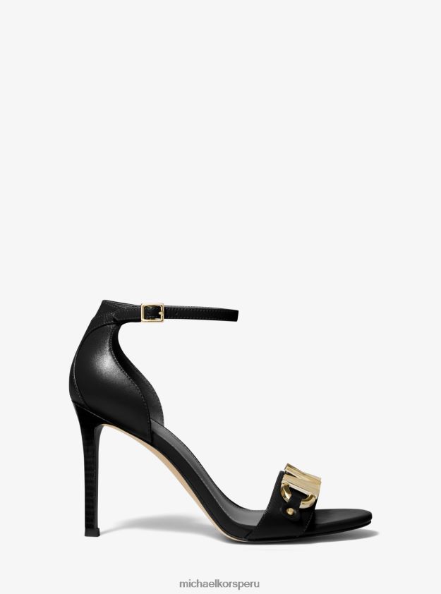 zapatos educacion fisica Michael Kors mujer sandalia izzy de cuero con adornos negro 8FX48V2065