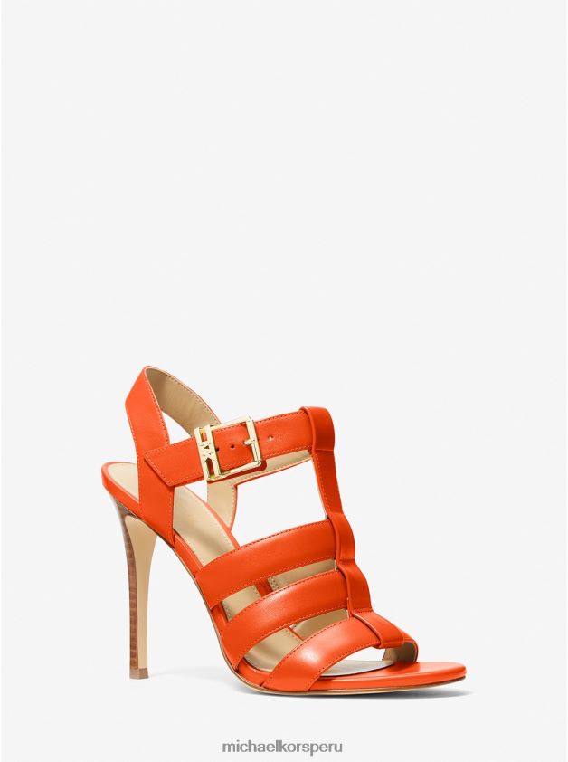 zapatos educacion fisica Michael Kors mujer sandalia jagger de piel naranja optico 8FX48V1924