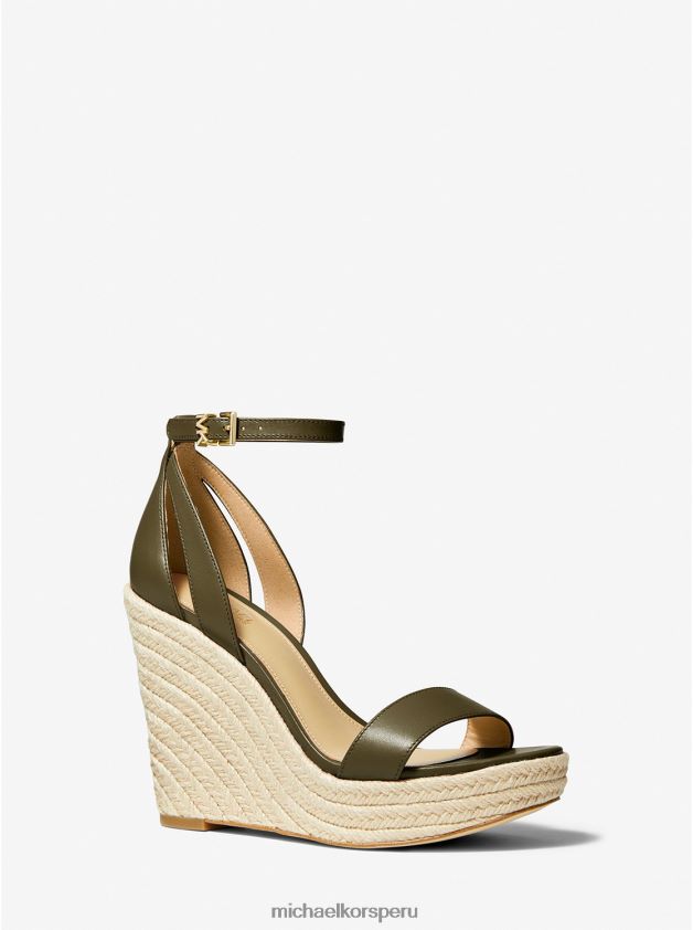 zapatos educacion fisica Michael Kors mujer sandalia kimberly de piel con cuña aceituna 8FX48V1910