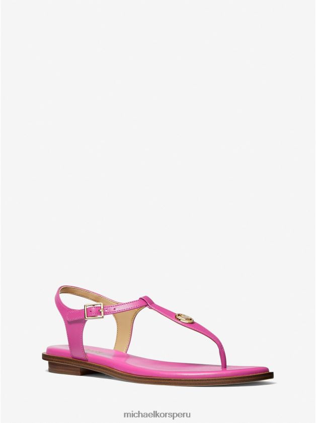 zapatos educacion fisica Michael Kors mujer sandalia mallory de piel con tira en T cereza 8FX48V1899