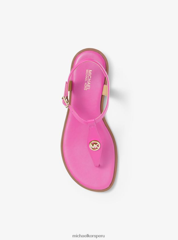 zapatos educacion fisica Michael Kors mujer sandalia mallory de piel con tira en T cereza 8FX48V1899