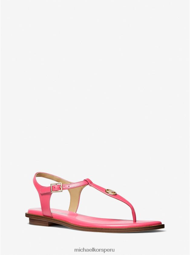 zapatos educacion fisica Michael Kors mujer sandalia mallory de piel con tira en T geranio 8FX48V1895