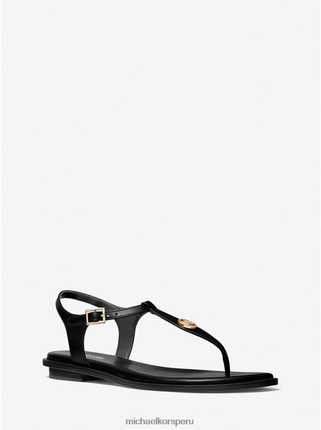 zapatos educacion fisica Michael Kors mujer sandalia mallory de piel con tira en T negro 8FX48V1902