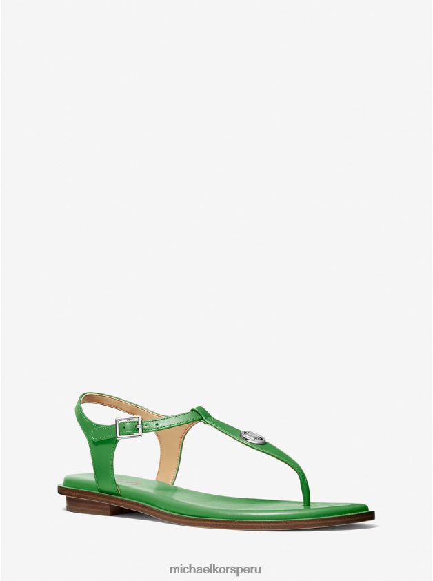 zapatos educacion fisica Michael Kors mujer sandalia mallory de piel con tira en T verde palma 8FX48V1901