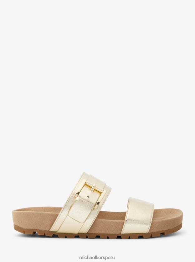 zapatos educacion fisica Michael Kors mujer sandalia mylah de piel sintética metalizada oro pálido 8FX48V2022